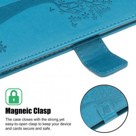 Samsung Galaxy A22 5G Väska för träd och uggla med band