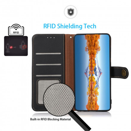 Samsung Galaxy A22 5G Äkta läderfodral KHAZNEH RFID