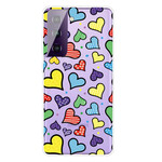 Samsung Galaxy S21 FE fodral Multicoloured Hearts