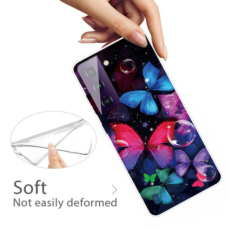 Samsung Galaxy S21 FE 5G Flexibelt fodral för fjärilar