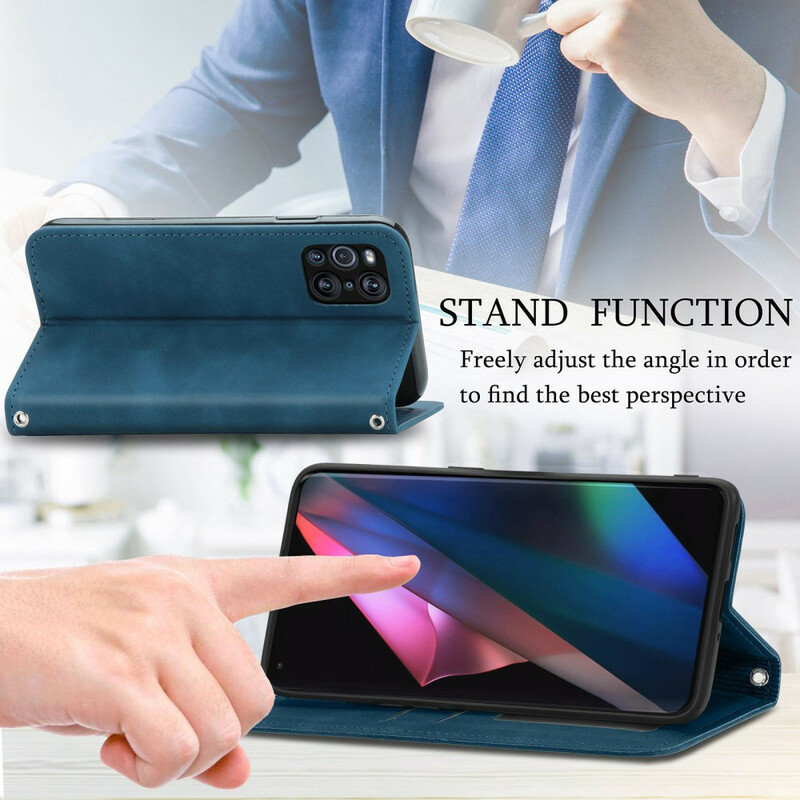 Flip Cover Oppo Find X3 / X3 Pro Läder Vintage