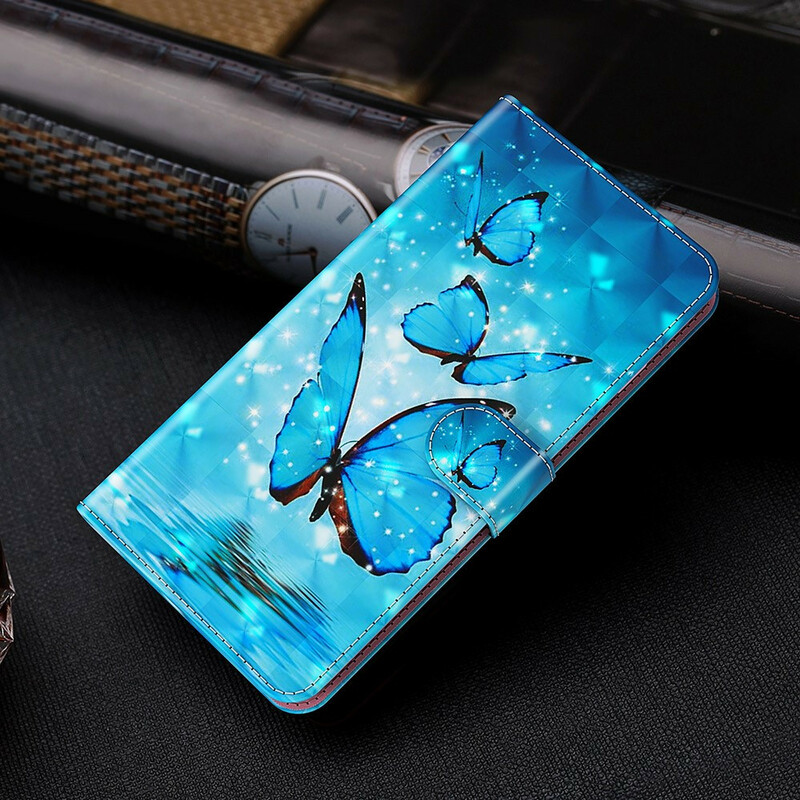 Samsung Galaxy S21 FE Fungerande blå fjärilar Case