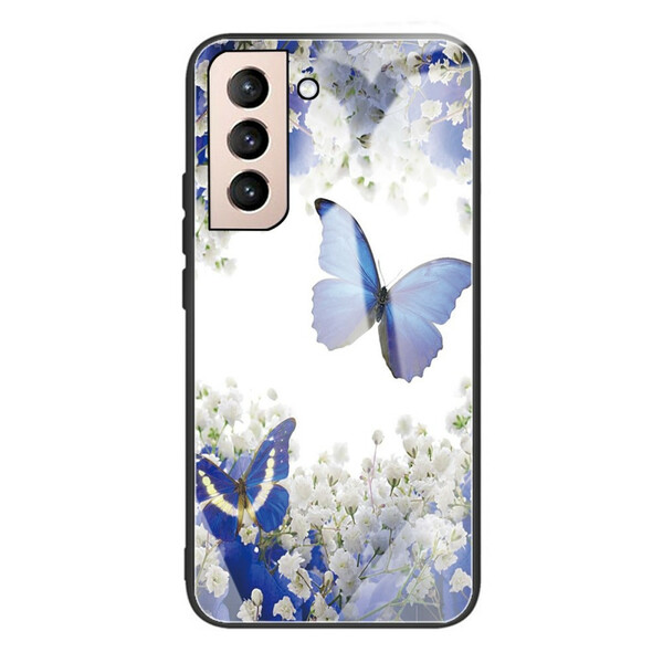 Samsung Galaxy S21 FE fodral med härdat glas Butterfly Design