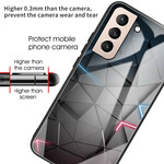 Samsung Galaxy S21 FE Geometriskt hoptyg av härdat glas Case