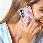 Samsung Galaxy S21 FE Geometriskt marmorfodral med stöd för ringar