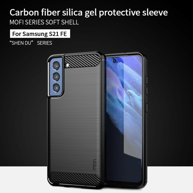 Samsung Galaxy S21 FE borstat kolfiberfodral MOFI