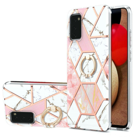 Samsung Galaxy A02s Geometriskt marmorfodral med ringstöd