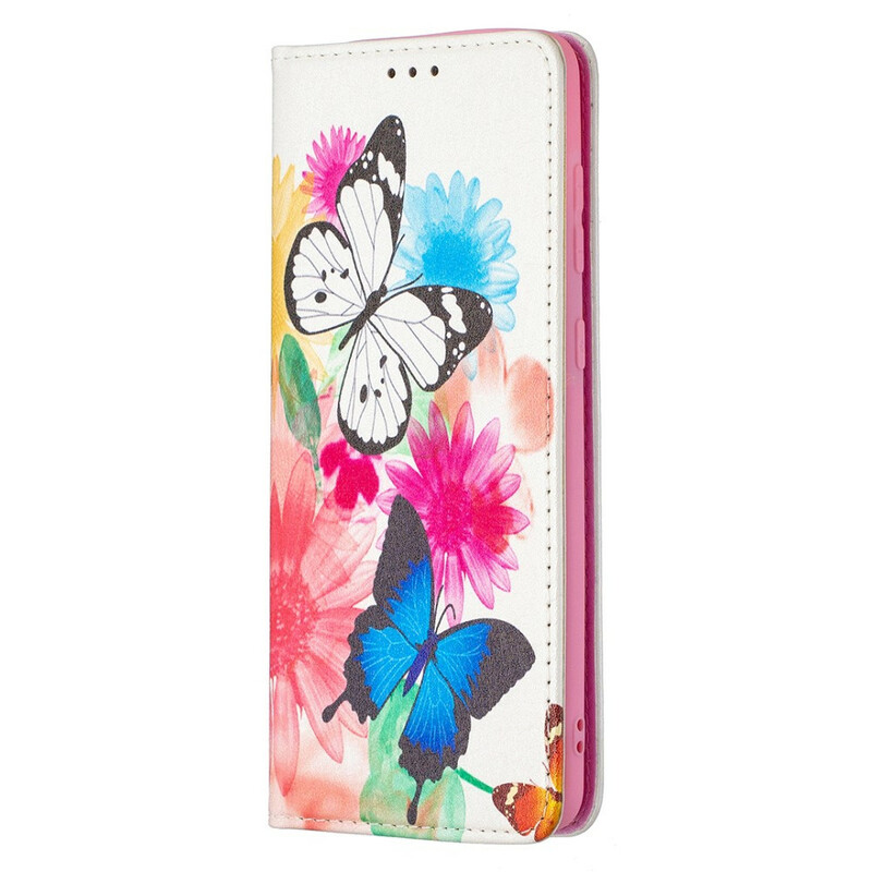 Flip Cover Samsung Galaxy A21s Färgade fjärilar