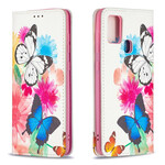 Flip Cover Samsung Galaxy A21s Färgade fjärilar