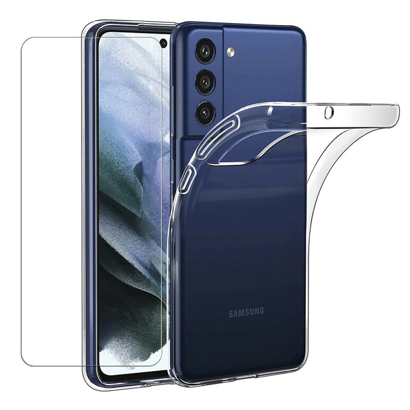 Samsung Galaxy S21 FE fodral och skärm av härdat glas