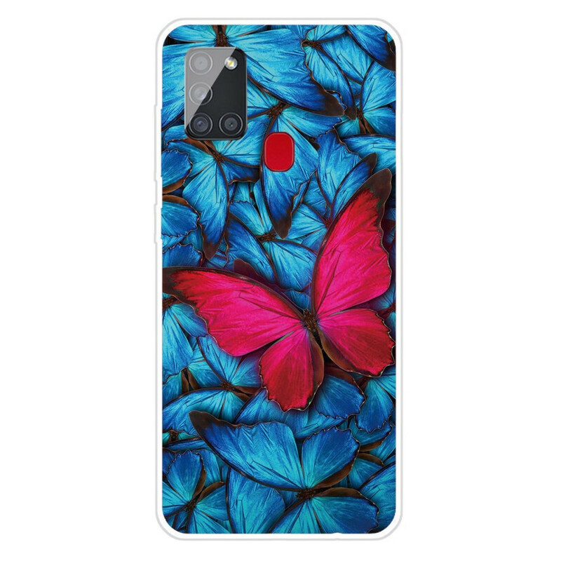 Samsung Galaxy A21s Flexibelt fodral för fjärilar
