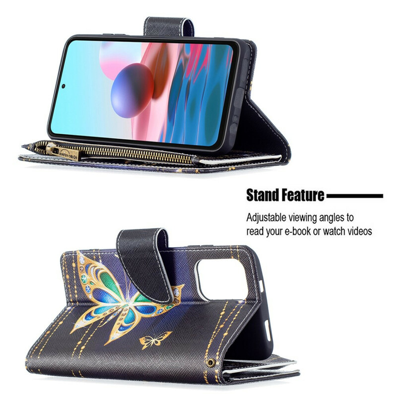 Xiaomi Redmi Note 10 / Note 10s Zipped Pocket Butterflies