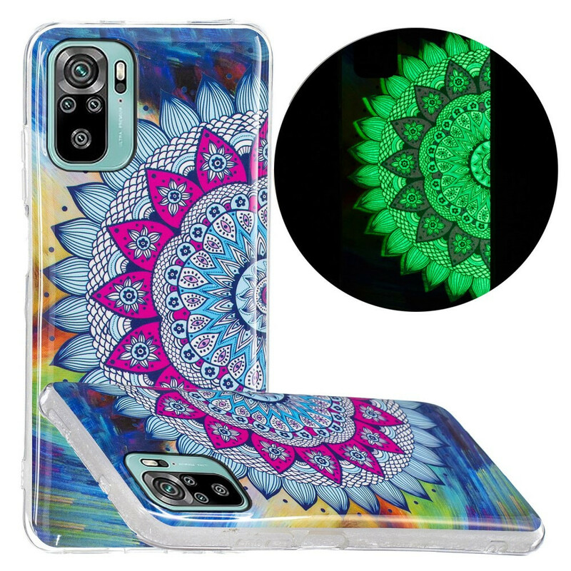 Xiaomi Redmi Note 10 / Note 10s fodral Mandala färgad fluorescerande