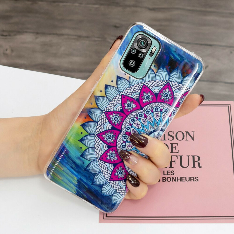 Xiaomi Redmi Note 10 / Note 10s fodral Mandala färgad fluorescerande