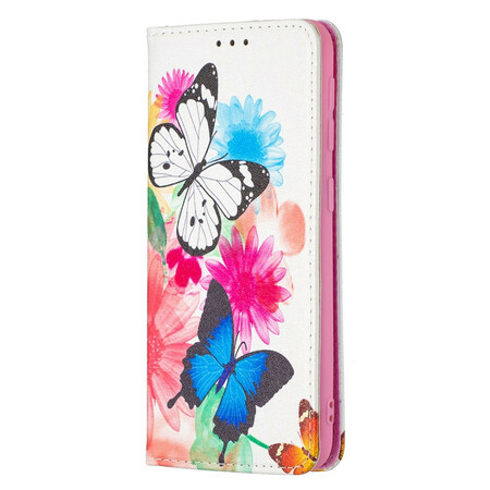 Flip Cover Samsung Galaxy A20e Färgade fjärilar