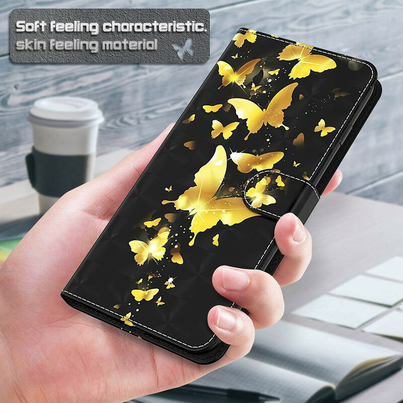 Xiaomi Redmi Note 10 5G / Poco M3 Pro 5G fodral gul fjärilar