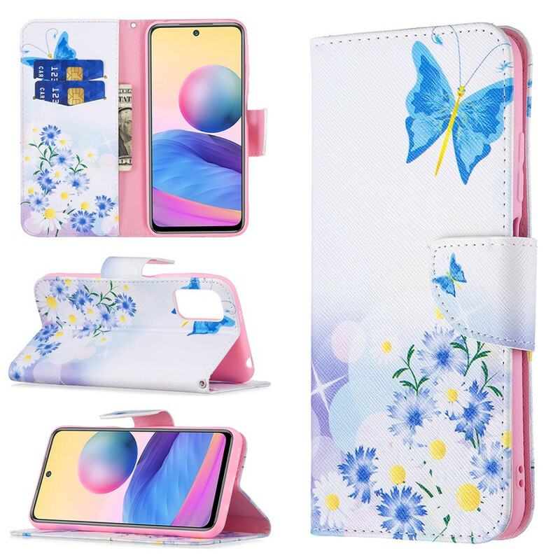 Xiaomi Redmi Note 10 5G / Poco M3 Pro 5G fodral Fjärilar och blommor