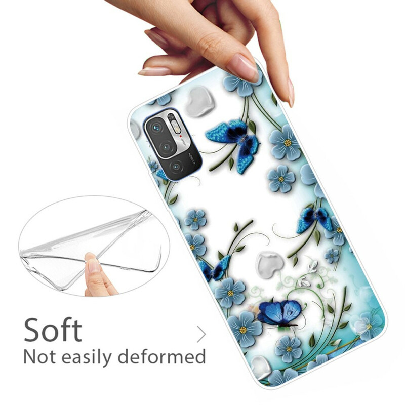 Xiaomi Redmi Note 10 5G / Poco M3 Pro 5G SkalFjärilar och blommor Retro