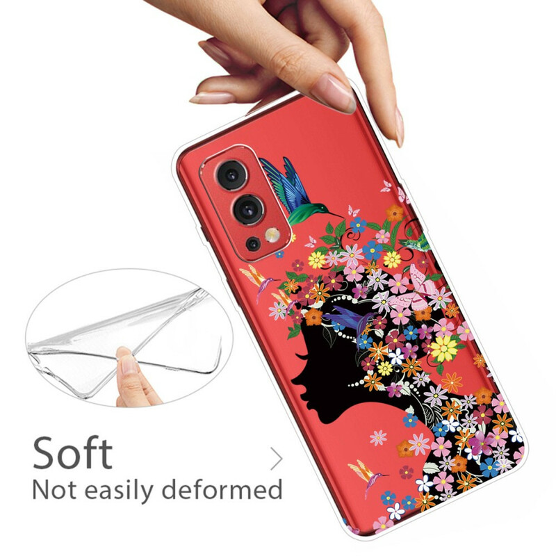 OnePlus Nord 2 5G genomskinligt fodral med blommigt hår