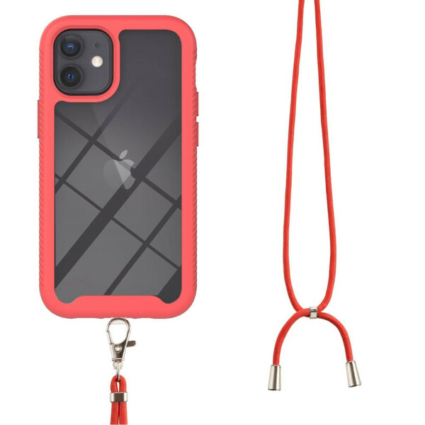 Hybridfodral för iPhone 12 Mini med nyckelband och färgad bezel
