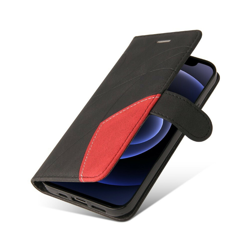 Skyddsomslag för iPhone 12 Mini Läder i tvåfärgad design