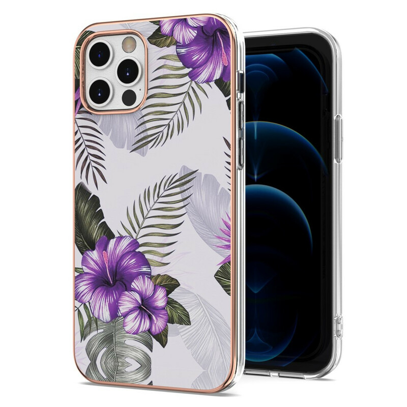 Fodral iPhone 12 / 12 Pro lila blommor