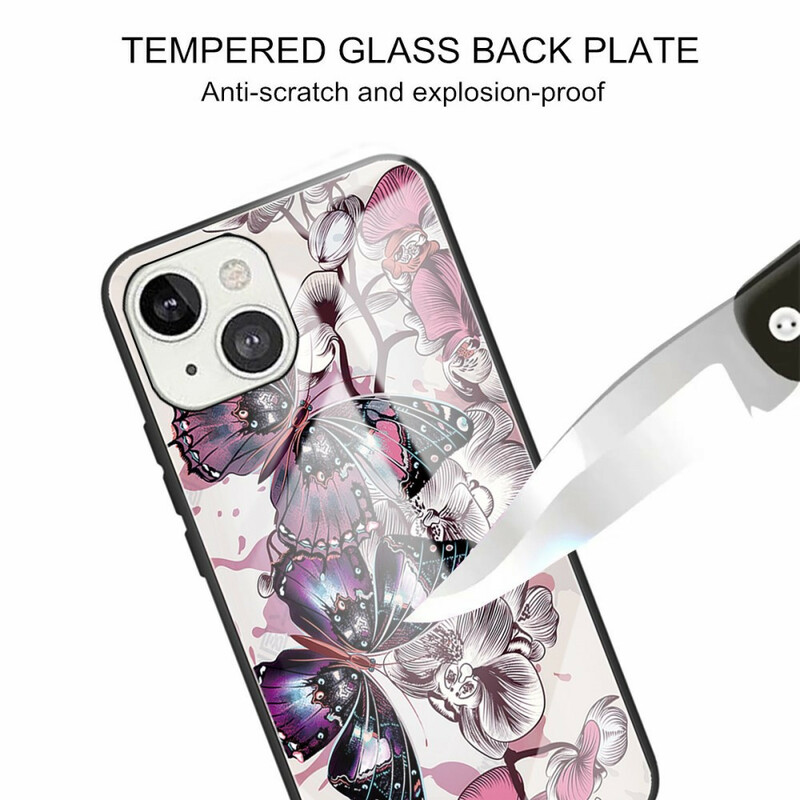 Fodral iPhone 13 Mini Tempererat glas Variation Fjärilar
