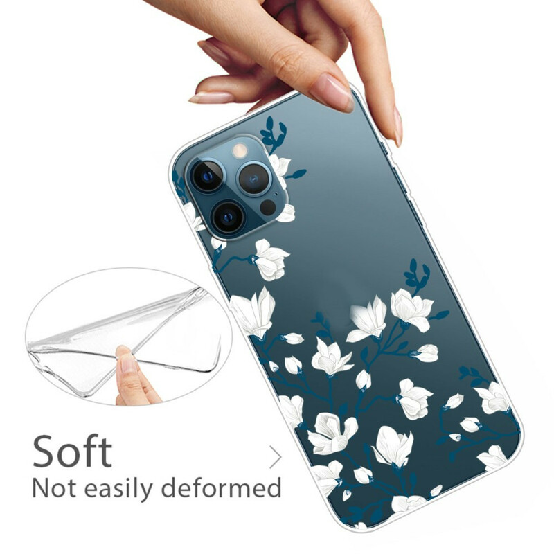 iPhone 13 Pro Max-fodral vita blommor