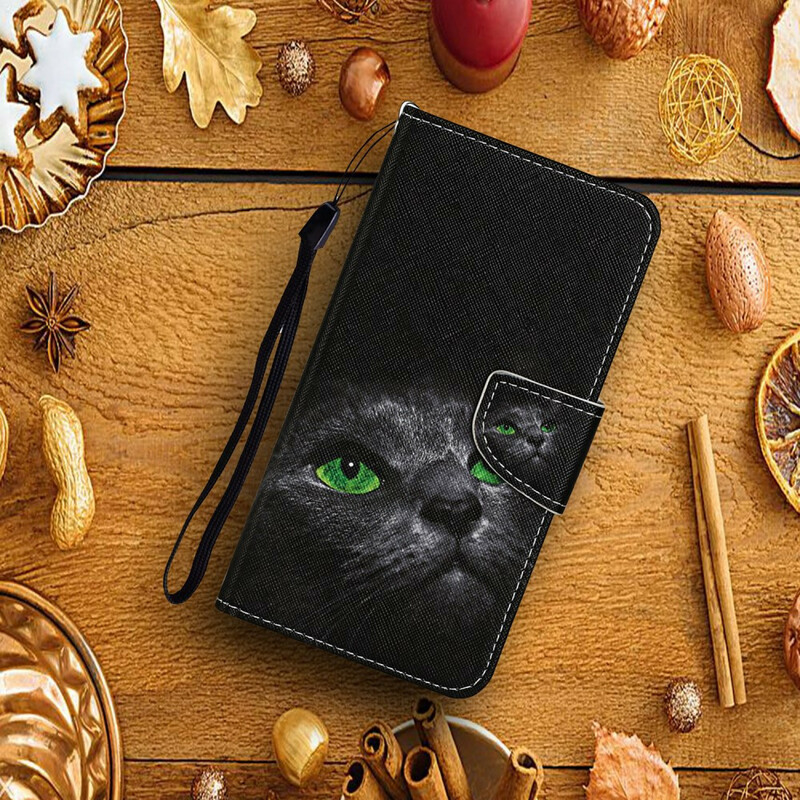 iPhone 13 Pro grönt kattögonfodral med rem
