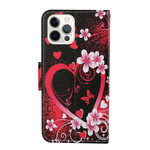 iPhone 13 Pro SkalBlommor och hjärtan med rem