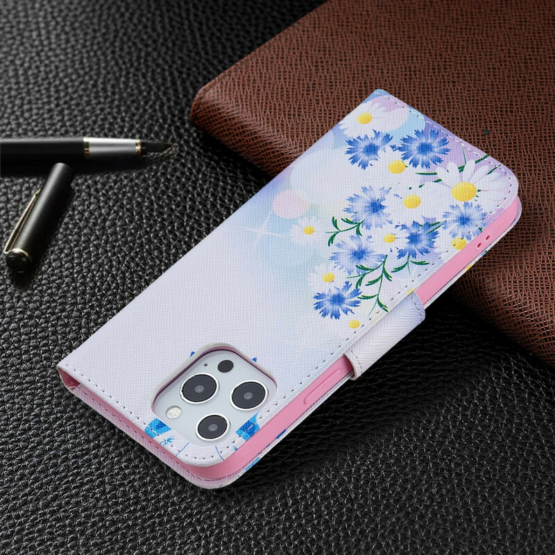 Fodral för iPhone 13 Pro Max Fjärilar och blommor målade