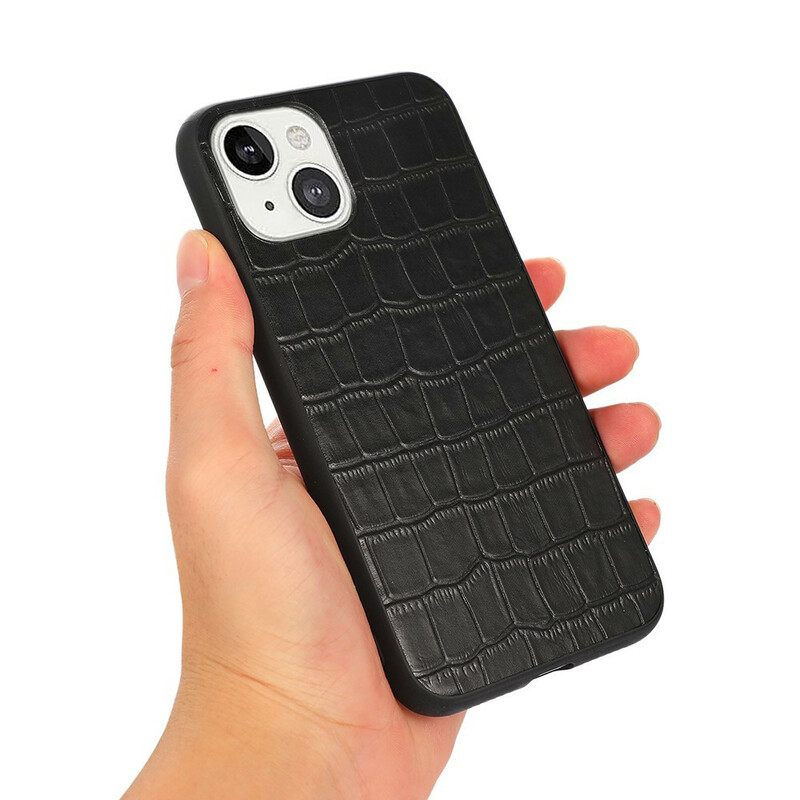 iPhone 13 Äkta läderfodral Crocodile Texture