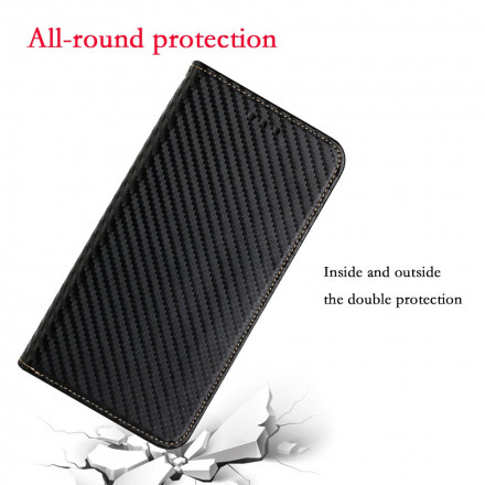 Flip Cover iPhone 13 Carbon Fiber med rem