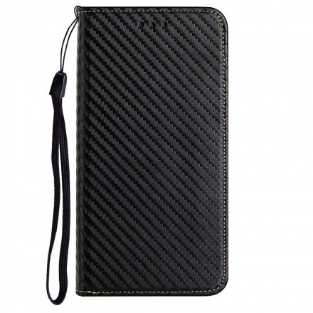 Flip Cover iPhone 13 Carbon Fiber med rem