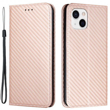 Flip Cover iPhone 13 Carbon Fiber med rem