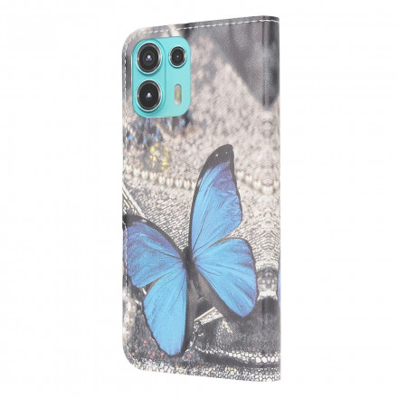 Fodral Motorola Edge 20 Lite Butterfly Blue