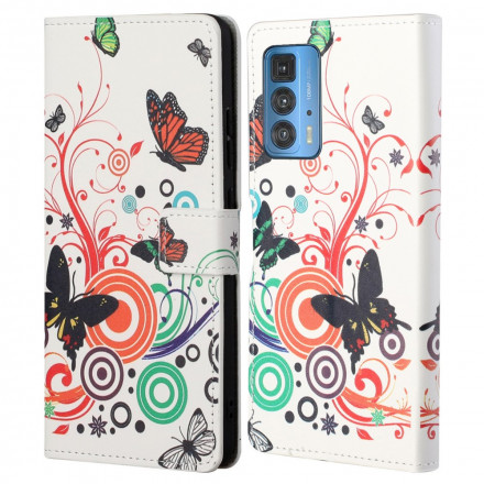 Fodral Motorola Edge 20 Pro Fjärilar och blommor