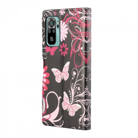 Xiaomi Redmi 10 Fjärilar och blommor Rem Case