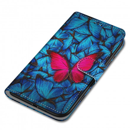 Xiaomi Redmi 10 Butterfly fodral med blå bakgrund