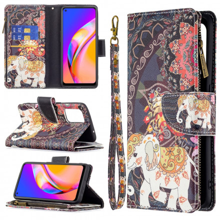 Oppo A94 5G Elephant Zip Pocket Skalmed dragkedja
