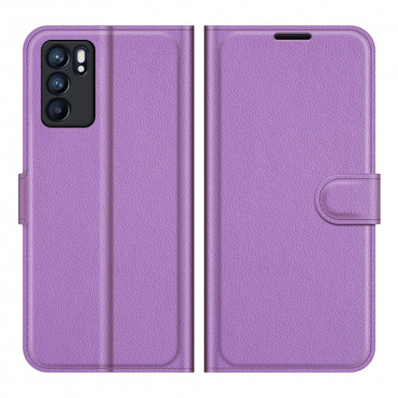 Fodral Oppo Reno 6 5G Läderväv Classic Lychee