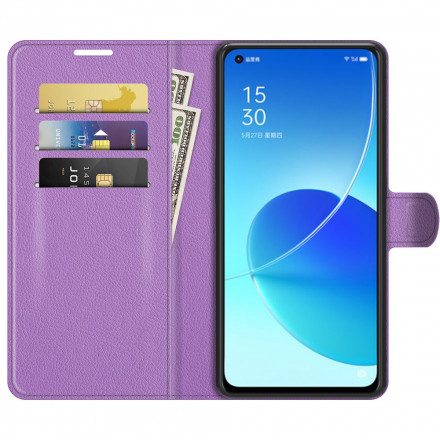 Fodral Oppo Reno 6 5G Läderväv Classic Lychee