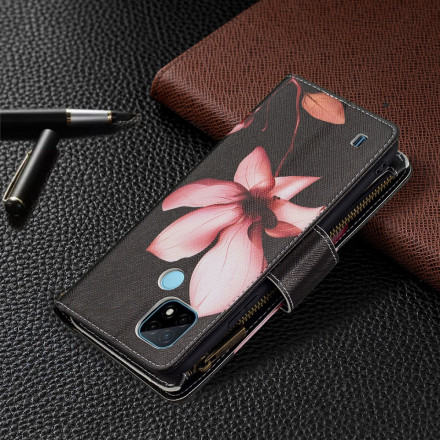 Täck Realme C21 Zipped Pocket Flower