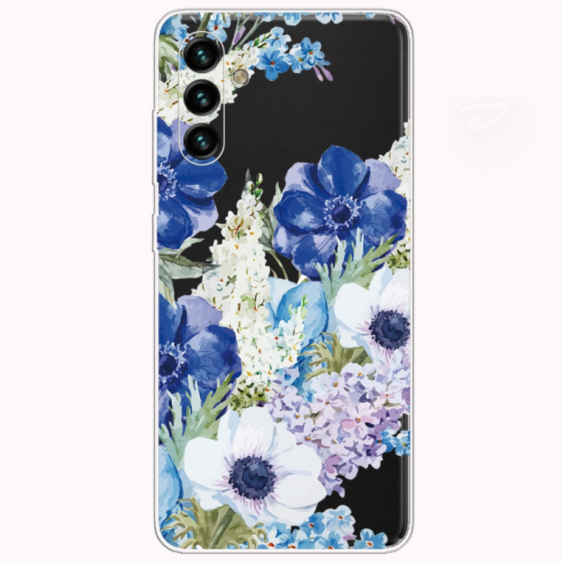 Samsung Galaxy A13 5G / A04s Watercolour Blå Blomfodral