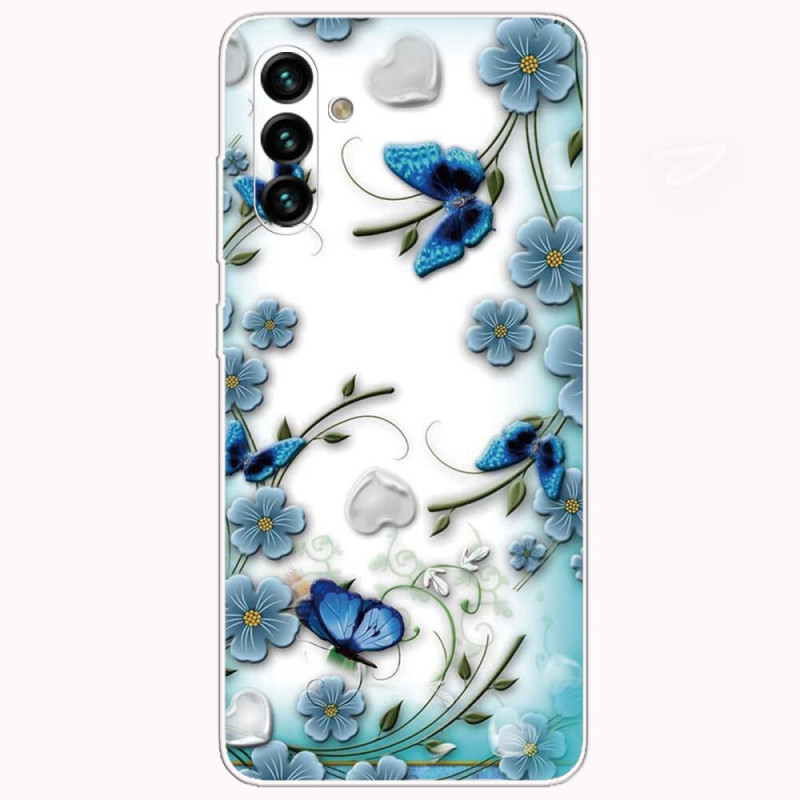 Samsung Galaxy A13 5G / A04s Fodral Retro Fjärilar och Blommor