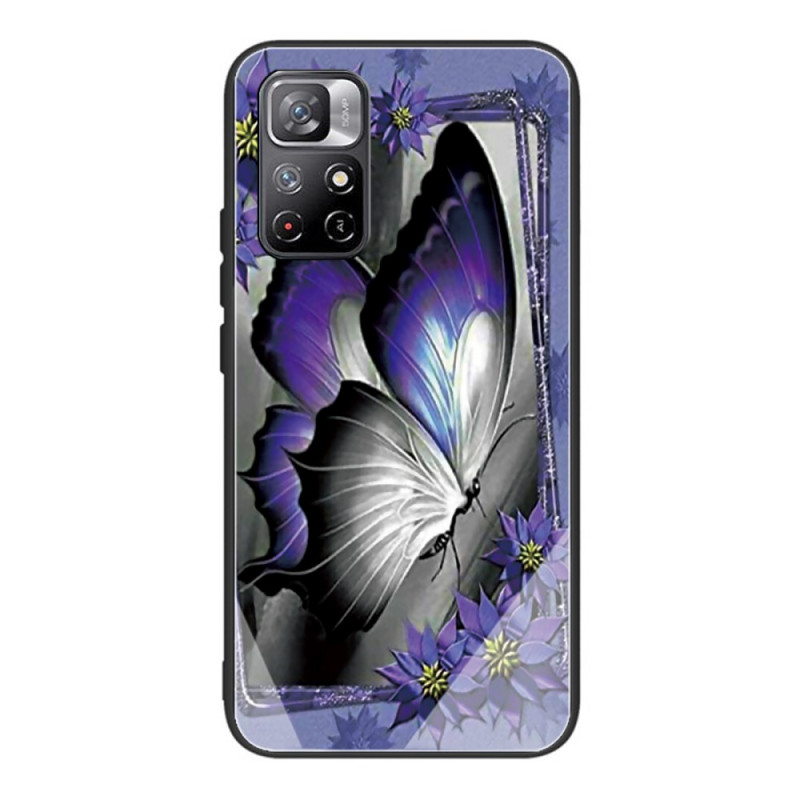 Poco M4 Pro 5G fodral av härdat glas Butterfly Purple
