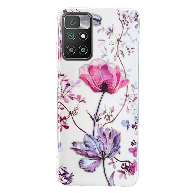 Xiaomi Redmi 10 fodral med marmorerade blommor