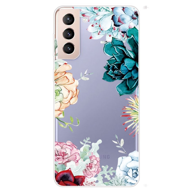 Samsung Galaxy S22 5G Clear Watercolour Flower Case