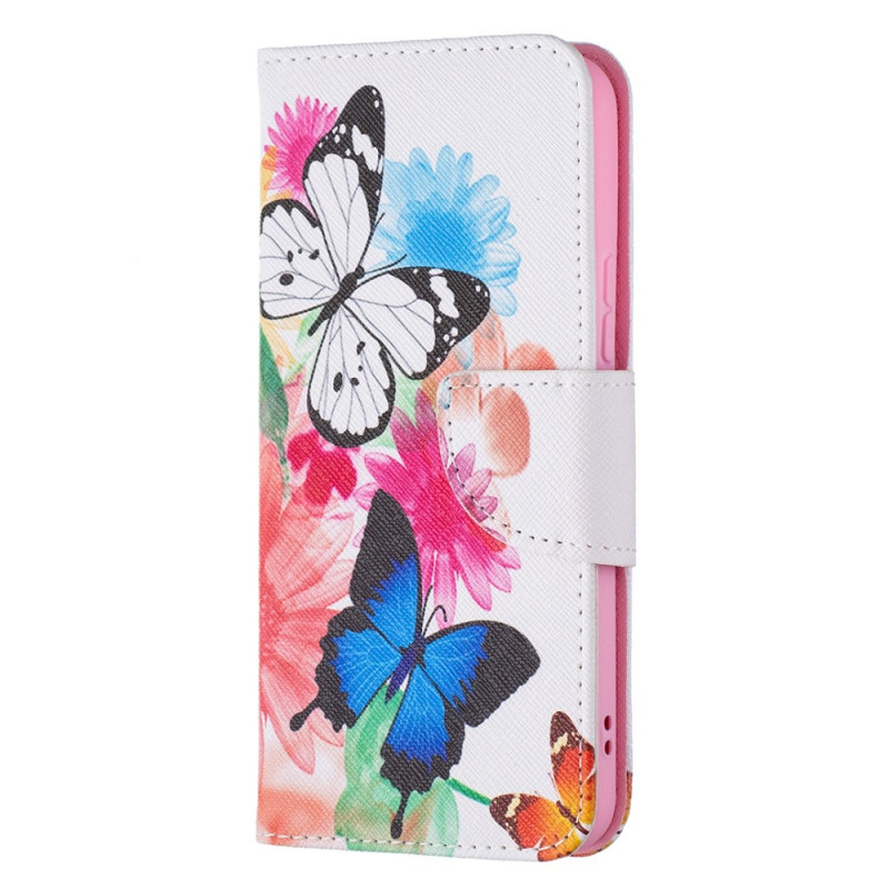 Samsung Galaxy S22 5G fodral med målade fjärilar och blommor