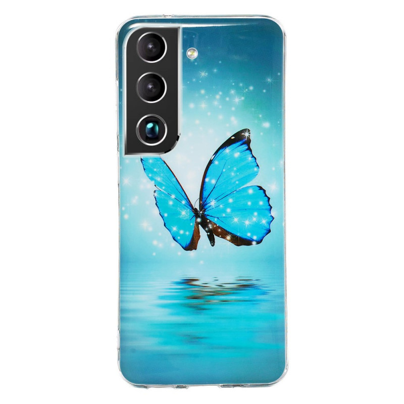Samsung Galaxy S22 5G blå fjärilar Fluorescent Case